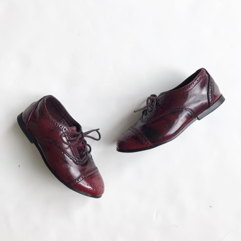 ZARA HTF maroon Oxford bluchers  EUC size 24(8)